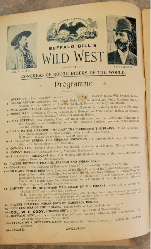 Buffalo Bill Cody Antique Official Wild West Show Program A
