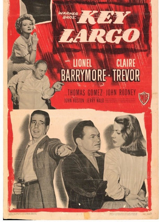 Key Largo Original Vintage Movie Poster Insert Bogart Bacall 2