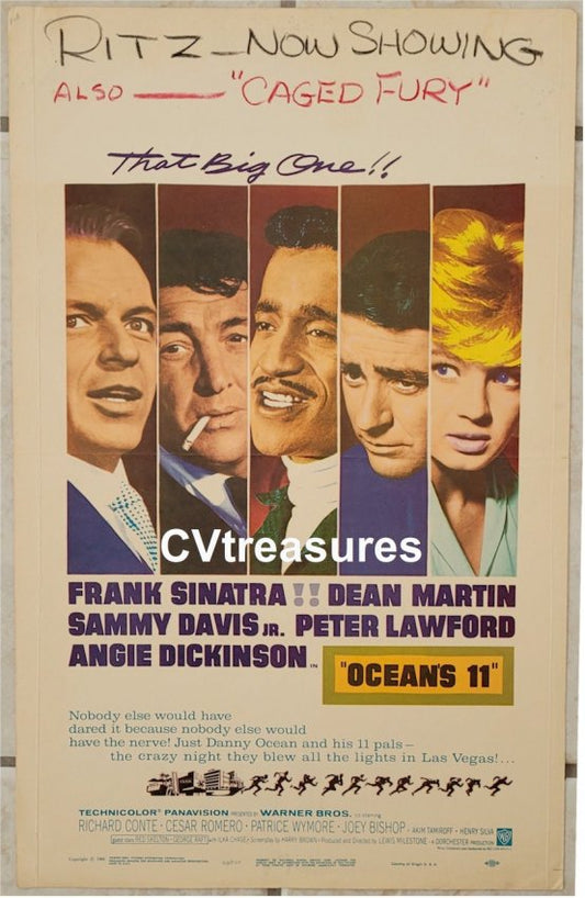Ocean's 11 Original Vintage Movie Film Poster Rare Window Card