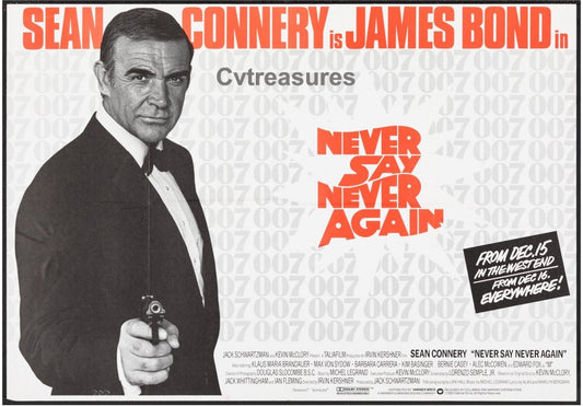 Never Say Never Again James Bond British Quad Movie Poster