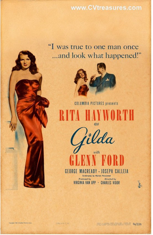 Gilda Original Vintage Winoow Card Movie Poster Rita Hayworth