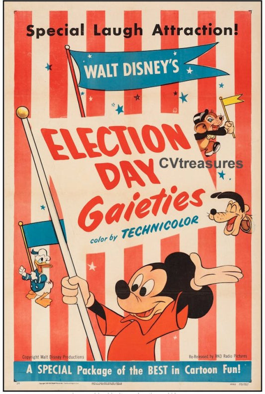 Walt Disney Election Day Gaieties Vintage Movie Poster One Sheet