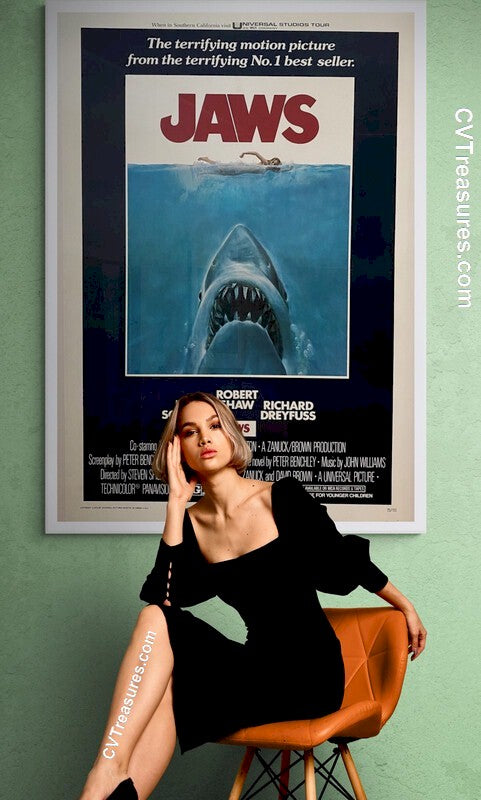 Jaws Vintage Horror Movie Poster One Sheet Original Linen
