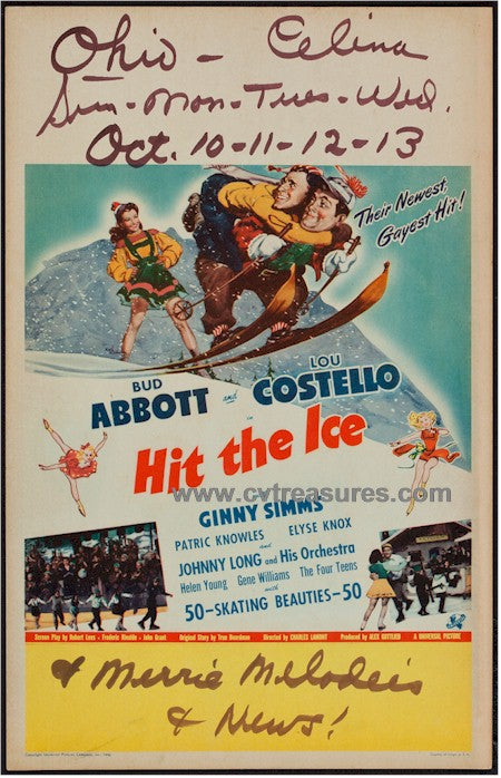 Abbott & Costello Movie Poster Hit the Ice Window Card
