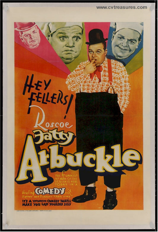 HEY FELLERS!  Original Vintage Movie Poster FATTY ARBUCKLE