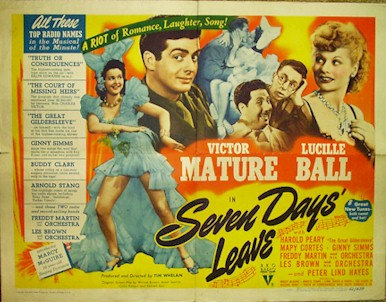 Seven Days Leave, 1942, Lucille Ball, Half Sheet