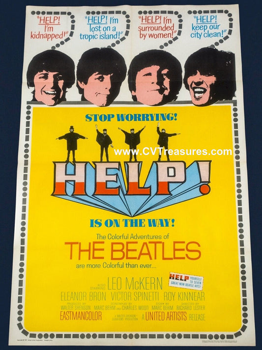 Beatles HELP Original vintage one sheet Movie Theater poster