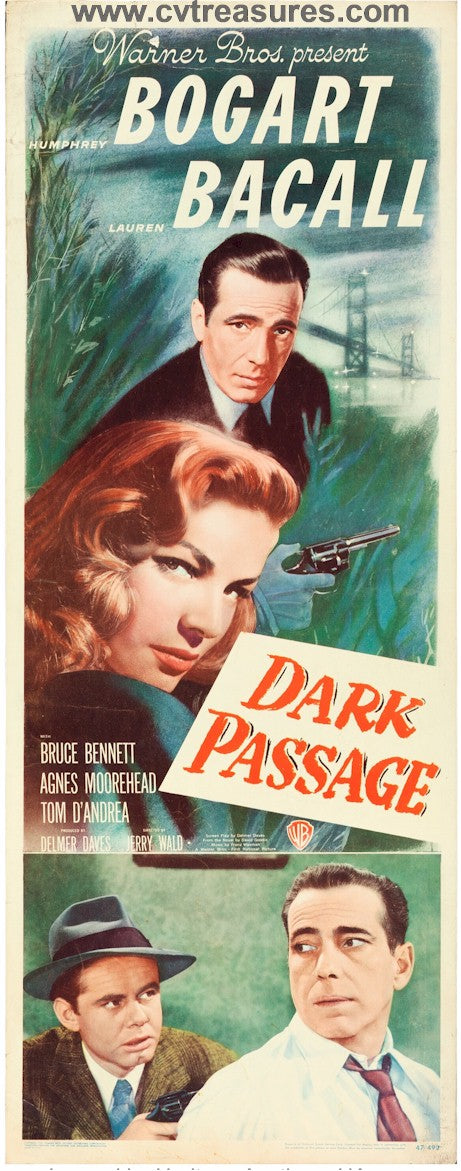 Dark Passage Original Vintage Movie Poster Insert  Bogart Bacall