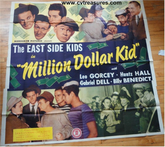 Bowery Boys Million Dollar Kid RARE Six Sheet Movie Poster 1944