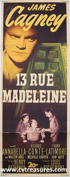 13 Rue Madeleine Vintage movie poster insert James Cagney  1944