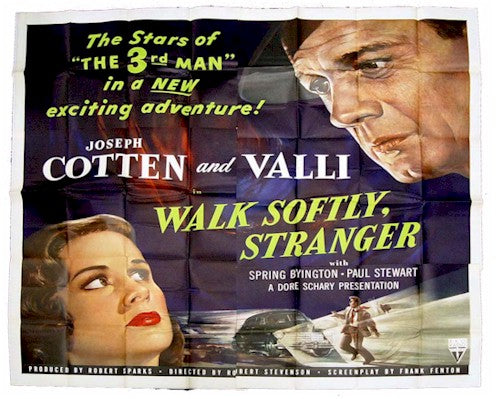 Walk Softly Stranger, 1950, Joseph Cotten and Valli, Six Sheet