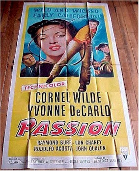 Passion, 1954, Cornel Wilde, Three Sheet