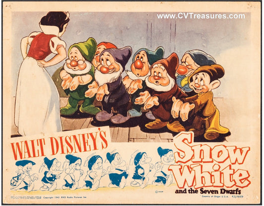 Disney's Snow White and the Seven Dwarfs Vintage Lobby Card