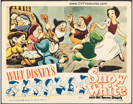 Disney's Snow White and the Seven Dwarfs Vintage Lobby Card B