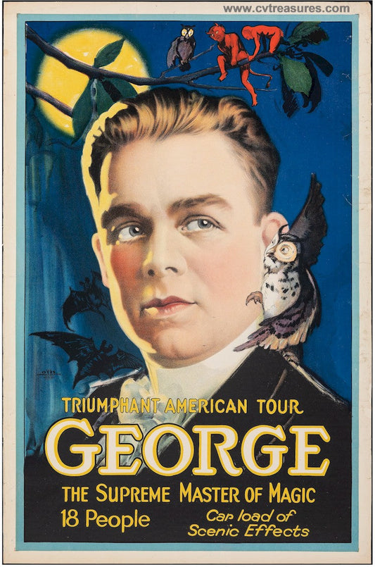 George Vintage Magic Poster Stone Lithograph 1920's One Sheet