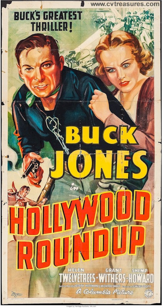 Hollywood Roundup Vintage Western Movie Poster 3 Sht Buck Jones