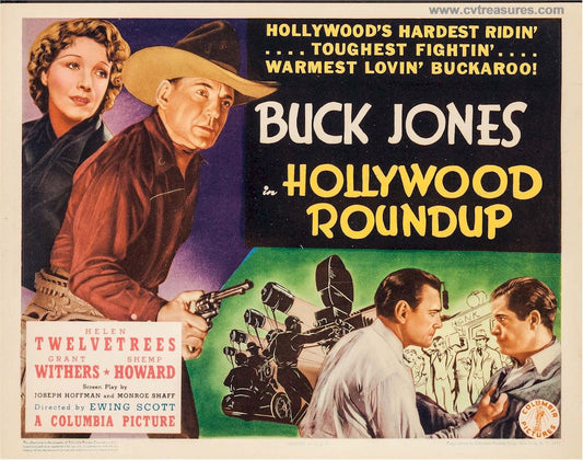 Hollywood Roundup Vintage Title Card Movie Poster Buck Jones
