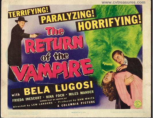 Return of the Vampire Vintage Title Lobby Card Bela Lugosi