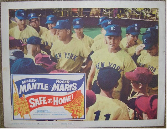 Safe at Home, Mantle &  Maris 1961 Original lobby card 1