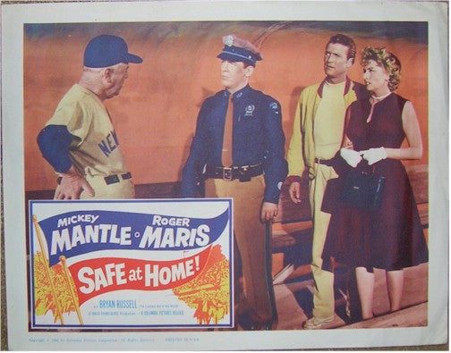 Safe at Home, Mantle &  Maris 1961 Original lobby card 2