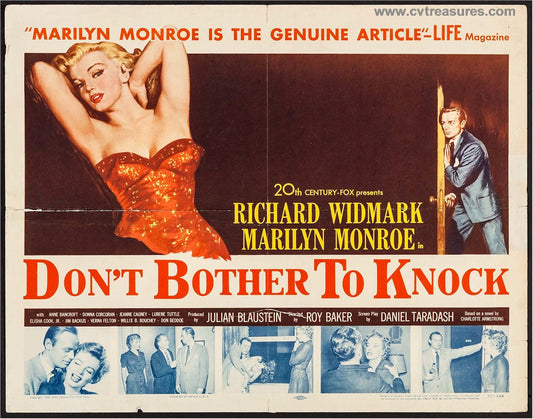 Don't Bother to Knock Vintage Half Sheet Marilyn Monroe