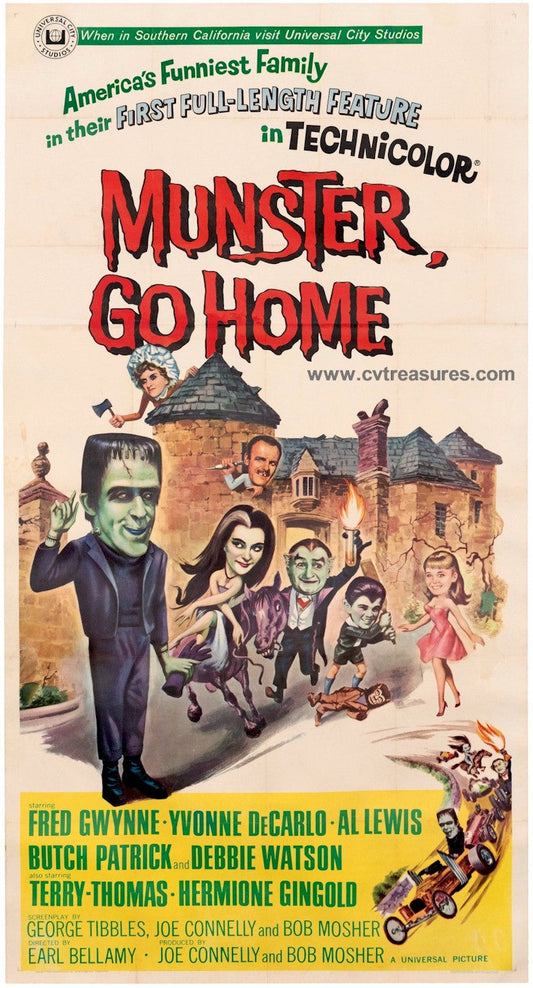Munster, Go Home RARE Original Vintage Three Sheet Movie Poster