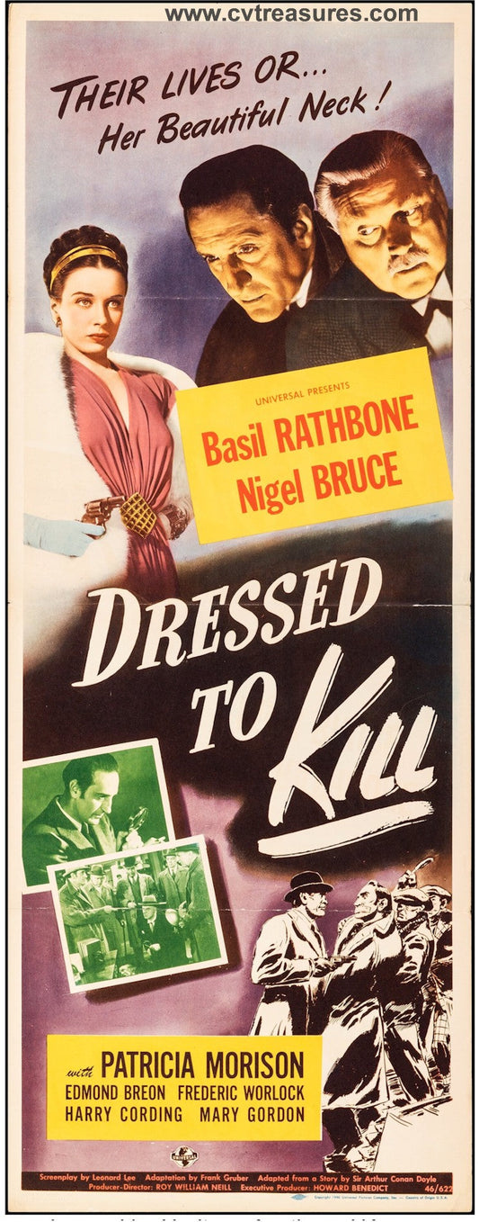 Dressed to Kill Vintage Insert Poster Sherlock Holmes Rathbone 2