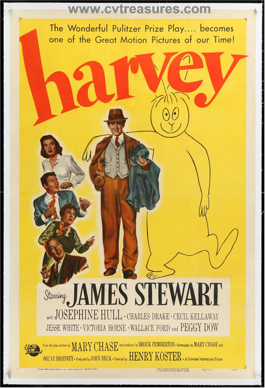 Harvey Original Vintage One Sheet Movie Poster Jimmy Stewart