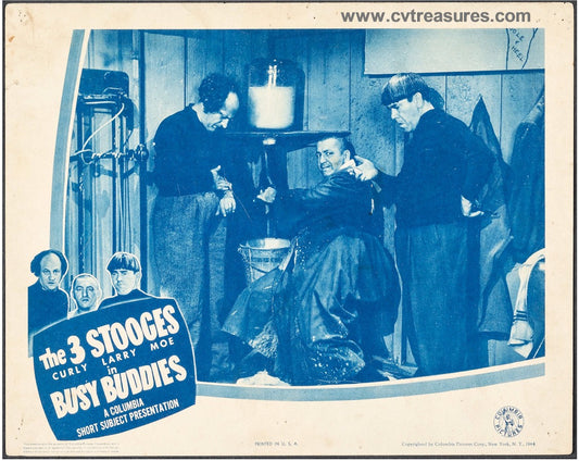 Three Stooges Busy Buddies Vintage Lobby Card movie poster