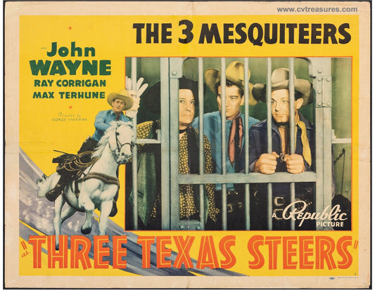 Three Texas Steers Vintage Western Movie Poster John Wayne