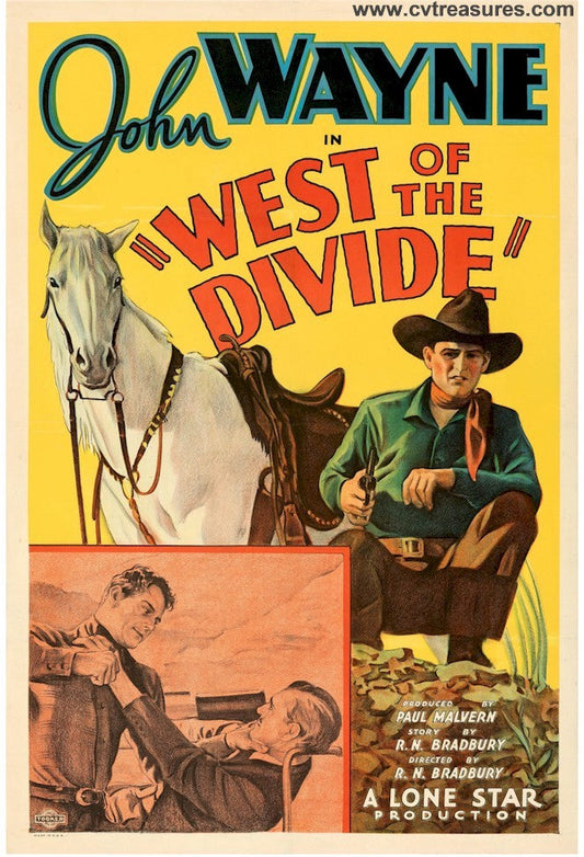 West of the Divide Vintage Western Movie Poster John Wayne