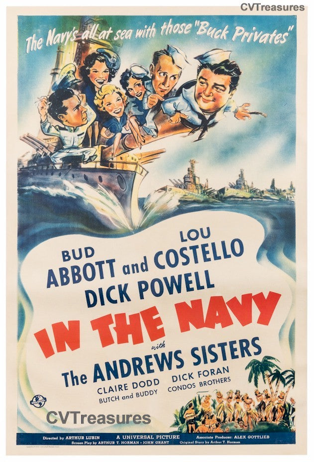 In The Navy Original Classic One Sheet Film Movie Theater Poster Abbott and Costello