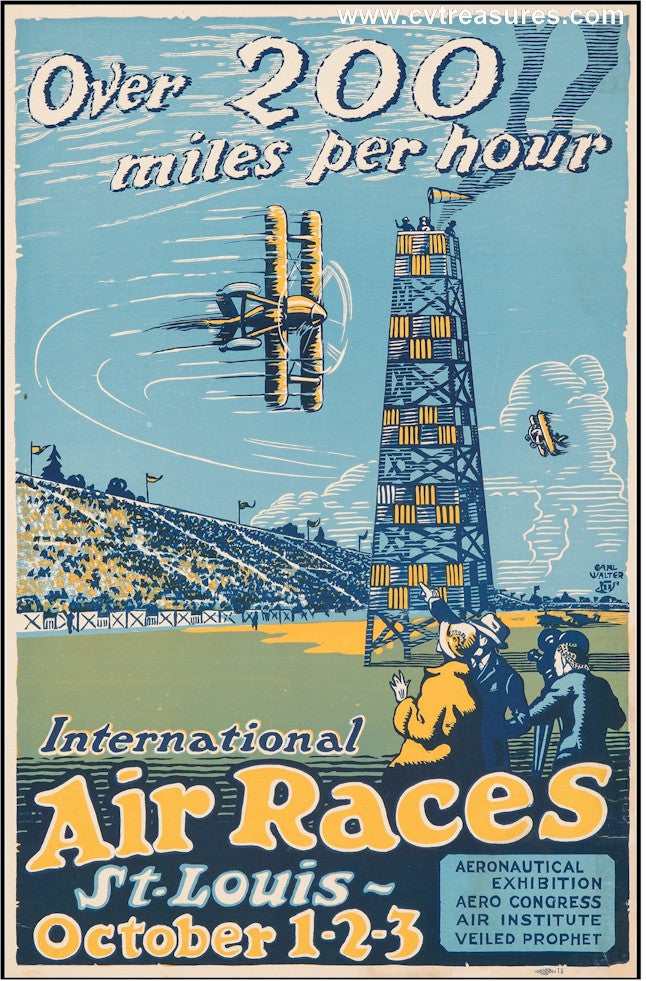 International Air Races Original Vintage Poster Charles Lindberg