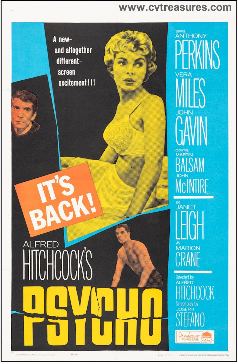 PSYCHO Alfred Hitchcock Original Vintage One Sheet Movie Poster 