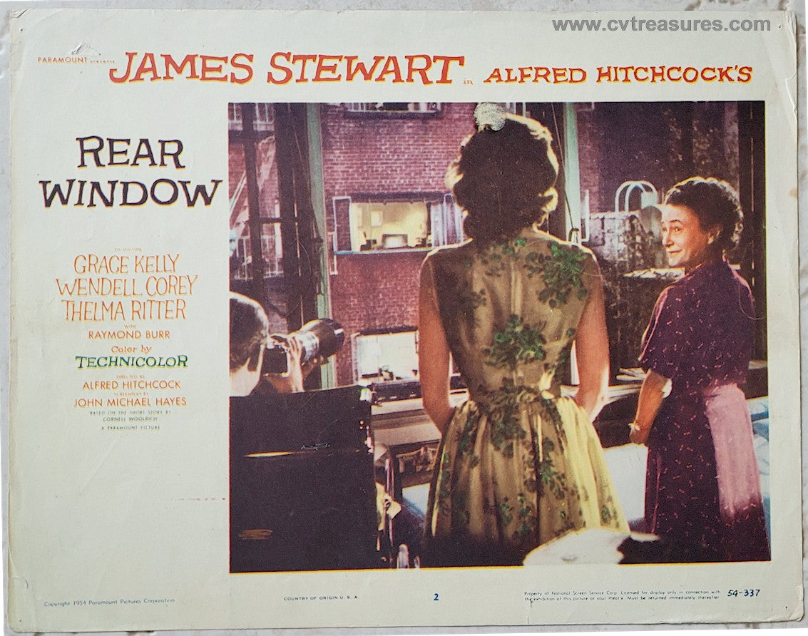 Rear Window, James Stewart, 1954, Lobby Card group spying