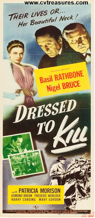 Dressed to Kill vintage insert Sherlock Holmes Basil Rathbone