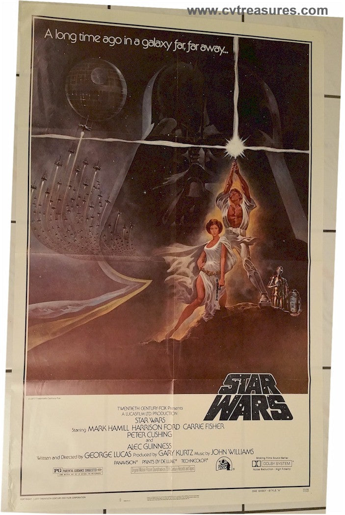 Star Wars Movie Poster 1977 Vintage Sci-Fi  SECOND PRINTING