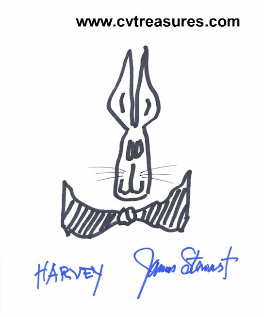 HARVEY James Stewart Original Autographed SIGNED Sketch JSA